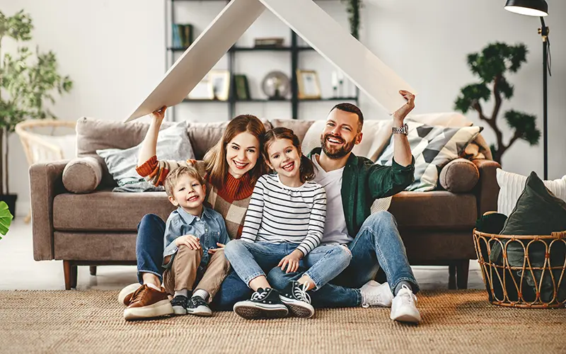 family in new home
