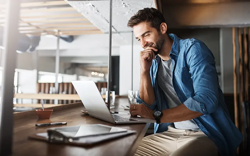 business owner on laptop